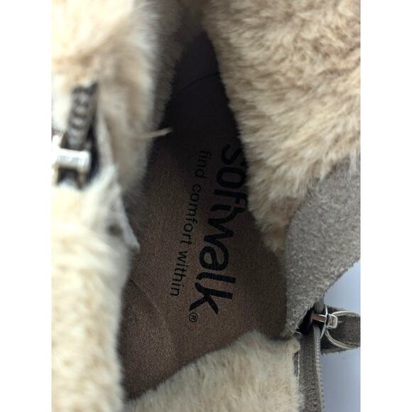 Soft Walk Helena Women's Faux Fur Ankle Boots Stone Suede Size US7 - Picture 8 of 10